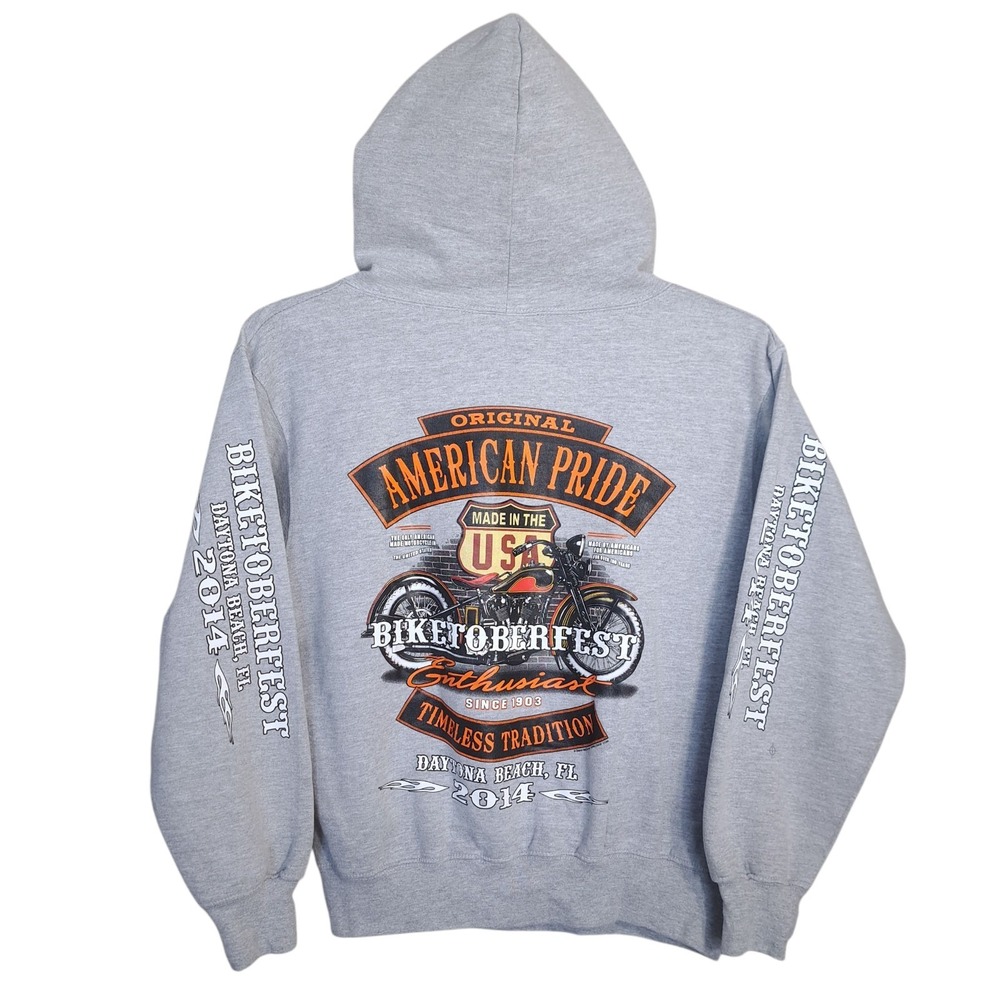 American Pride Daytona Beach 2014 BIKETOBERFEST Men's Hoodie S Gray Casual Wear‎